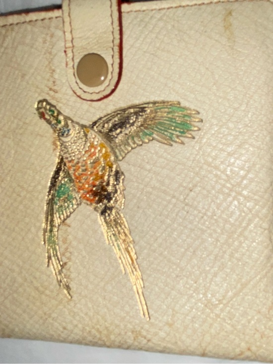 Accessories - Vintage Cream Bird-Embroidered Wallet - Unbranded